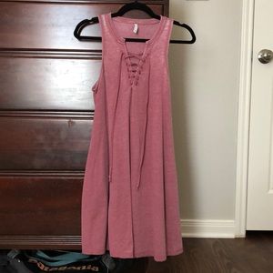 “faded” pink/mauve lace up skater dress